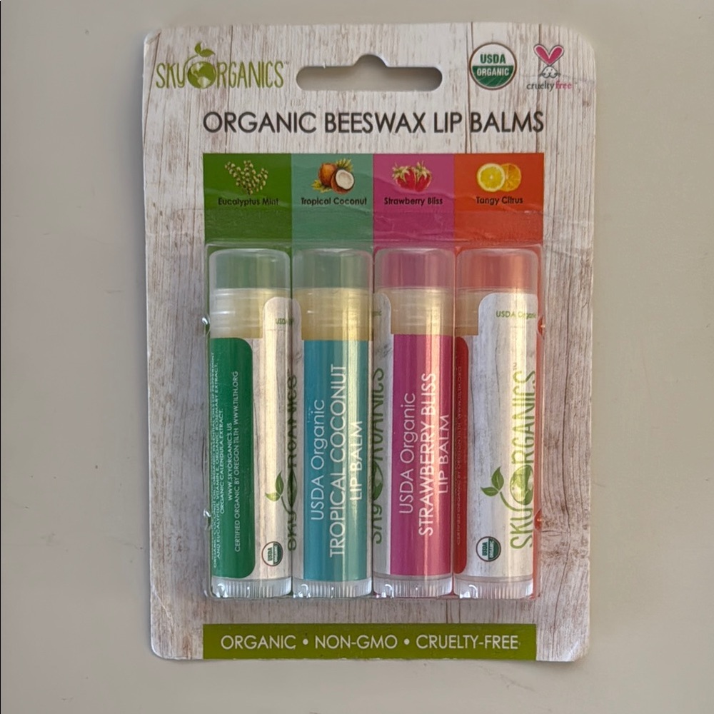 Sky Organics Organic Beeswax Lip Balms Set